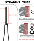 Diagram of Ultra Light Full Carbon Fiber Road Fork 28.6mm 700C 1-1/8 Straight Threadless With 9mm QR 35mm Offset C Type