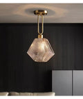 Nordic Led Gold Pendant Light Diamond Glass Lighting Fixture for Kitchen Island Living Room Hallway,for Household Entry, overhead view.