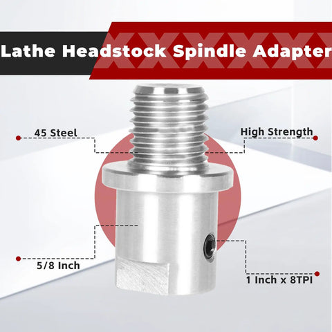 Lathe Spindle Adapter Converts Five Eighths Inch Spindle To One Inch By Eight TPI Threads For Your Woodworking Lathe in 45 Steel