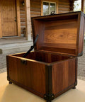 Open wooden chest with Two Pack 180 Degree Locking Hinges Heavy Duty Folding Lid Supports Rust Proof Metal on porch