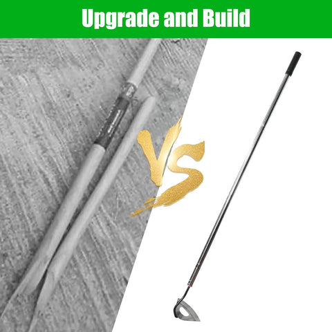 Comparison of old wooden handle vs. All Steel Hardened Hollow Hoe Workhorse With 55 Inch Adjustable Handle For Heavy Duty Weeding