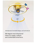 POJGVU Smart Ceiling Fans Wih Lights, 3 Color Dimmable design showcasing 360-degree oscillating head for uniform wind circulation.