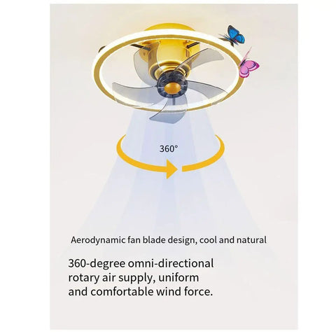POJGVU Smart Ceiling Fans Wih Lights, 3 Color Dimmable design showcasing 360-degree oscillating head for uniform wind circulation.