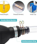 Yetofro gas siphon pump with two PVC hoses and brass fittings; manual fuel transfer