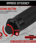 Half Inch Drive Click Torque Wrench With Locking Mechanism handle showing lock and unlock features