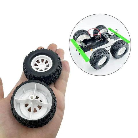 4 Pack RC Car Wheel Set With Rubber Tires And Metal Shaft Axles For Remote Control Cars Trucks And Robots 55mm Diameter 3mm Shaft 100mm Axle Replacement Parts