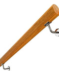 Solid Wood Handrail Kit For Stairs With Non Slip Finish And Heavy Duty Metal Brackets angled view showing sturdy wood grip and mounts.