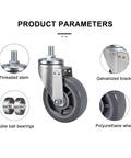 Close-up of Beefy Heavy Duty Caster Wheels With Brakes For Furniture And Workbenches 360 Degree Swivel Plate Casters With M Threaded Stem