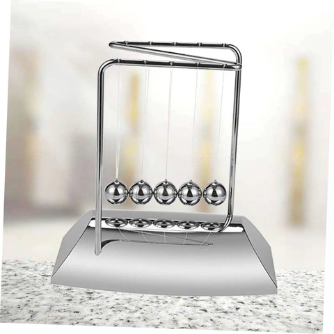Z Shape Newtons Cradle Desk Toy For Home Office Decor A Fun Hands On Educational Physics Pendulum with polished silver finish