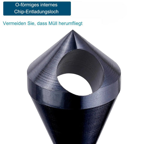Close-up of M35 cobalt countersink bit, 90-degree tip, for metal stainless steel wood workhorse quality, tough materials