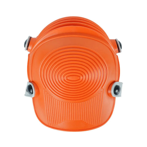 Ultraflex Non-Skid Kneepads With Flexible Design, orange plastic protective gear for construction, top view