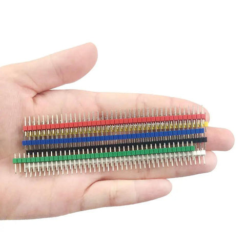 Colorful Breakable 30 Piece 40 Pin Male Header Pin Kit 2.54 mm Single Row Connectors For Pro Projects Breadboarding And PCB Work Multicolor Set Ideal For Hobbyists And DIY Electronics Projects, hand-held