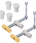 2 Pack Three Quarter Inch Bench Dog Clamps Set With 4 Bench Dogs, CNC Precision Machined Low Profile Woodworking Clamps, Stainless Steel and Brass, Easy to Use for a Rock Solid Hold in Woodworking Projects, with 4 bench dogs and clamps