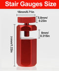 Red Tall Pro Grade Stair Gauges size diagram for Framing Square with Holder and Hook Framing Jig.