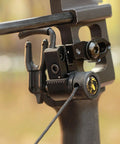 Close-up of Drop Away Arrow Rest for Compound Bow, Aluminum Alloy CNC Machined, Right Hand, showing vertical adjustment