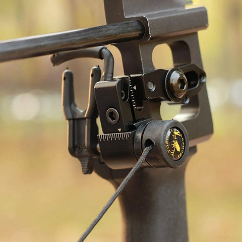 Close-up of Drop Away Arrow Rest for Compound Bow, Aluminum Alloy CNC Machined, Right Hand, showing vertical adjustment