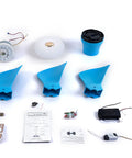 Ceiling Fan with Light 22 Inch 6 Speeds Timing 3 Color Temperatures for, components including blue fan blades, light fixture, and remote control.