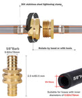 Solid Brass Garden Hose Repair Connector Kit With Clamps For Male And Female Fittings Five Eighth Inch US Thread Three Piece Set diagram