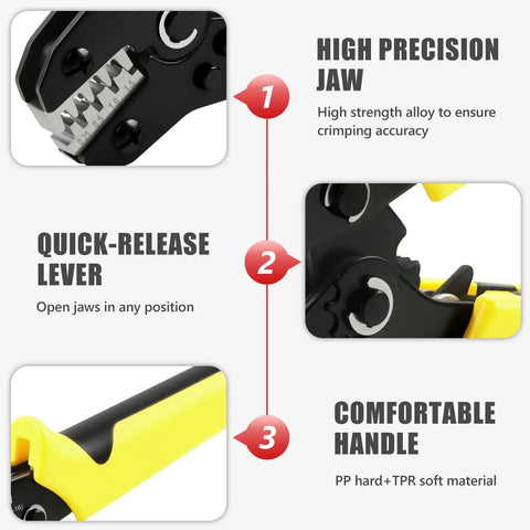 Weatherpack Connector Kit 993Pcs with Crimp Tool features high precision jaw, quick-release lever, and comfortable handle.