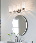 Wall sconce with hammered glass cylinder shade replacement for vanity pendant lights, 3.6 inch diameter x 6 inch height, water ripple texture.