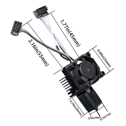 Pro Grade P1P P1S Hardened Steel Hotend Kit With Fan For P1 Series 3D Printer Replacement Nozzle 0.4mm Assembly shown with dimensions