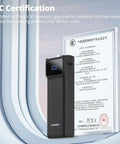 Power Bank Grip For Pocket 3 And Pocket 4 Camera With 5000 mAh Battery LED Display next to certification document