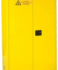 Rock Solid 45 Gallon Flammable Safety Cabinet Double Wall Steel With Self Closing Doors And Lockable Paddle Latch Fm Approved Fire Resistant No Hassle Shop Storage Yellow front view