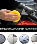 Person using Complete Car Scratch Remover Kit And Auto Paint Restoration Compound on vehicle surface to fix light scratches.