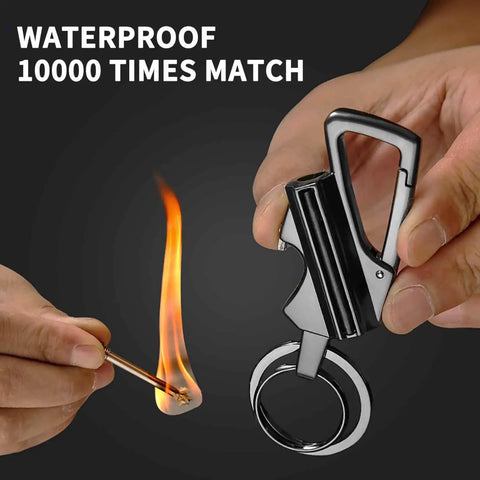 Infinity Strike Lighter With Multitool Keychain And Bottle Opener Plus Reusable Flint Fire Starter in use
