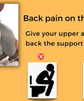 Two Panel Backrest Toilet Support For Elderly And Handicap Access shown in use providing lumbar back aid.