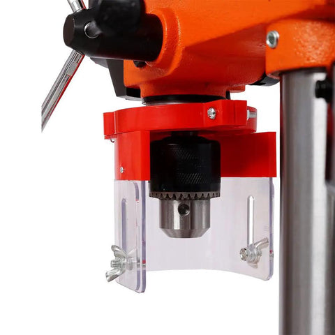 8 Inch Benchtop Drill Press With Laser Guide And Precision Vise 5 Speed Tabletop Drilling Machine chuck and guard details