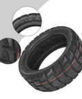 Close-up of 11 Inch Off Road Vacuum Tire For Electric Scooter 90/55-6.5 Replacement Wheel with deep tread and durable rubber