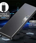2TB Portable External SSD With USB 3.1 Dope Speed Transmission, M2 SATA Compatible solid state drive black with Type-C port shown.