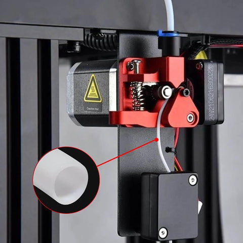 PTFE Teflon Tubing 6mm ID X 8mm OD White Translucent Hose installed on Bowden 3D printer for smooth filament feed