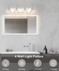 Chrome Vanity Lights For Bathroom Over Mirror, Modern Crystal Orb Vanity Light Fixtures, 4 Light Bar With Jewel Crystal Shades