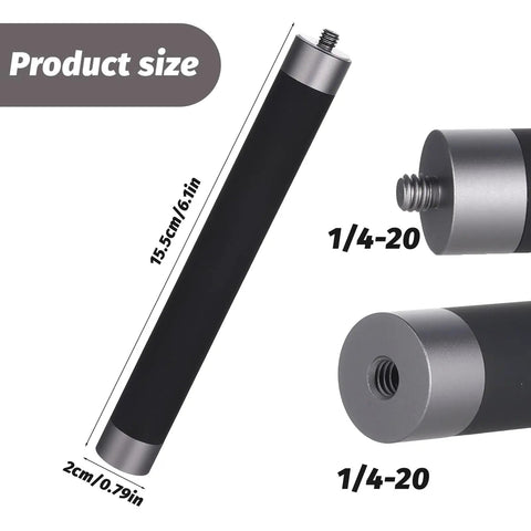 Top Shelf Aluminum Camera Extension Rod Mount One Quarter Inch Thread For Dash Cams And Action Cameras with dimensions 15.5cm long.