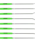 8 Piece Hook And Pick Set For Auto Repairs High Carbon Heat Treated Steel Pro Grade Mechanic Tools arranged in two rows.