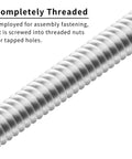 Heavy Duty M6 Fully Threaded Rod Bars 304 Stainless Steel Right Hand Threads For Anchor Bolts Clamps And Rigid Mounting Tasks Rock Solid Hold And No Sweat Assembly Built Tough Pack Of Two, fully threaded close-up.