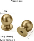 Gold Cabinet Knobs Set 10 Pack Round 1 Inch Brushed Brass Zinc Alloy Dresser Knobs for Kitchen Cabinets and Furniture