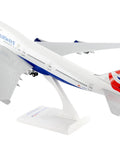 British Airways Boeing 747 400 One To Two Hundred Scale Model Airplane Dope Collectible With Landing Gear And Display Stand