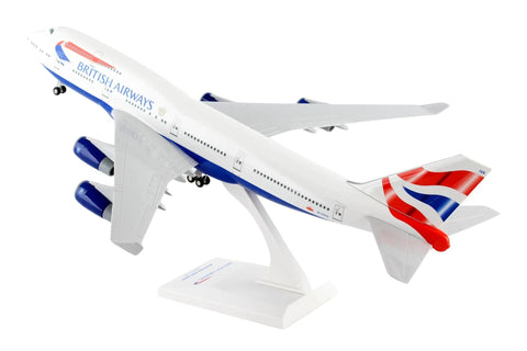 British Airways Boeing 747 400 One To Two Hundred Scale Model Airplane Dope Collectible With Landing Gear And Display Stand