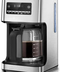 14 Cup Programmable Drip Coffee Maker With Timer Keep Warm Plate Auto Pause Reusable Filter Self Cleaning Stainless Steel Carafe