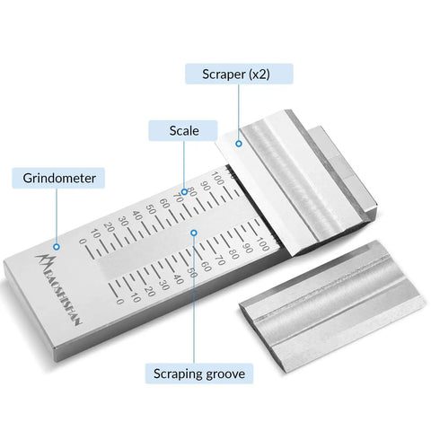 Pro Grade Grindometer Fineness Gauge 0 To 150 Micron Stainless Steel With Single Groove, 2 Scrapers And Storage Case
