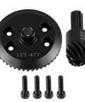 Close-up of Beefed Up Steel Front And Rear Differential Gear Set For Traxxas 1 To 16 Scale Mini Maxx Mini Slash XRT VXL 3S, showing 47T/12T gears.