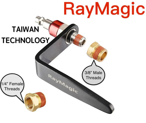 Steel Pneumatic Rafter Hook Hanger With One Quarter Inch Air Tool Swivel Fitting and thread adapters