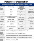 Parameter description table for Coin D6 360 Degree TOF LiDAR Sensor with coaxial design and enclosed dustproof housing for precise robot navigation SLAM mapping ROS and Raspberry Pi compatible.