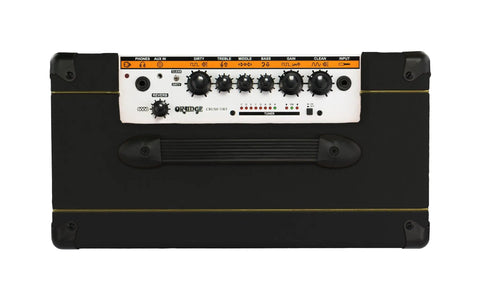 Top view of Crush 35RT 35W 10 Inch 2 Channel Guitar Amp and Speaker Combo with cab sim and headphone output in black