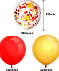 80 Pcs Red And Yellow Confetti Balloons 12 Inch Party Decor For Weddings Baby Showers Birthday Parties And Events Perfect For Arch Backdrops Creating Party Vibe And Easy Decorating Supplies - three types of balloons: confetti, red, yellow