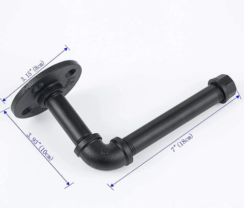 Heavy Duty Industrial Pipe Toilet Paper Holder And Towel Rack, Rustic Farmhouse Wall Mount Iron Paper Roll Holder In Matte Black