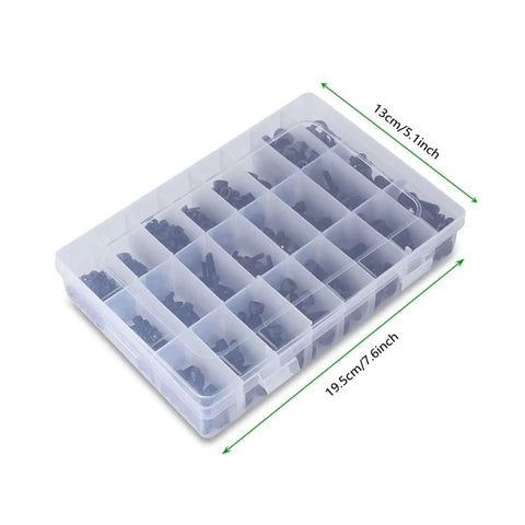 1260 Piece Metric Bolt Kit With M2 M3 M4 Hex Socket Cap Screws In 4mm To 30mm Lengths in transparent storage case